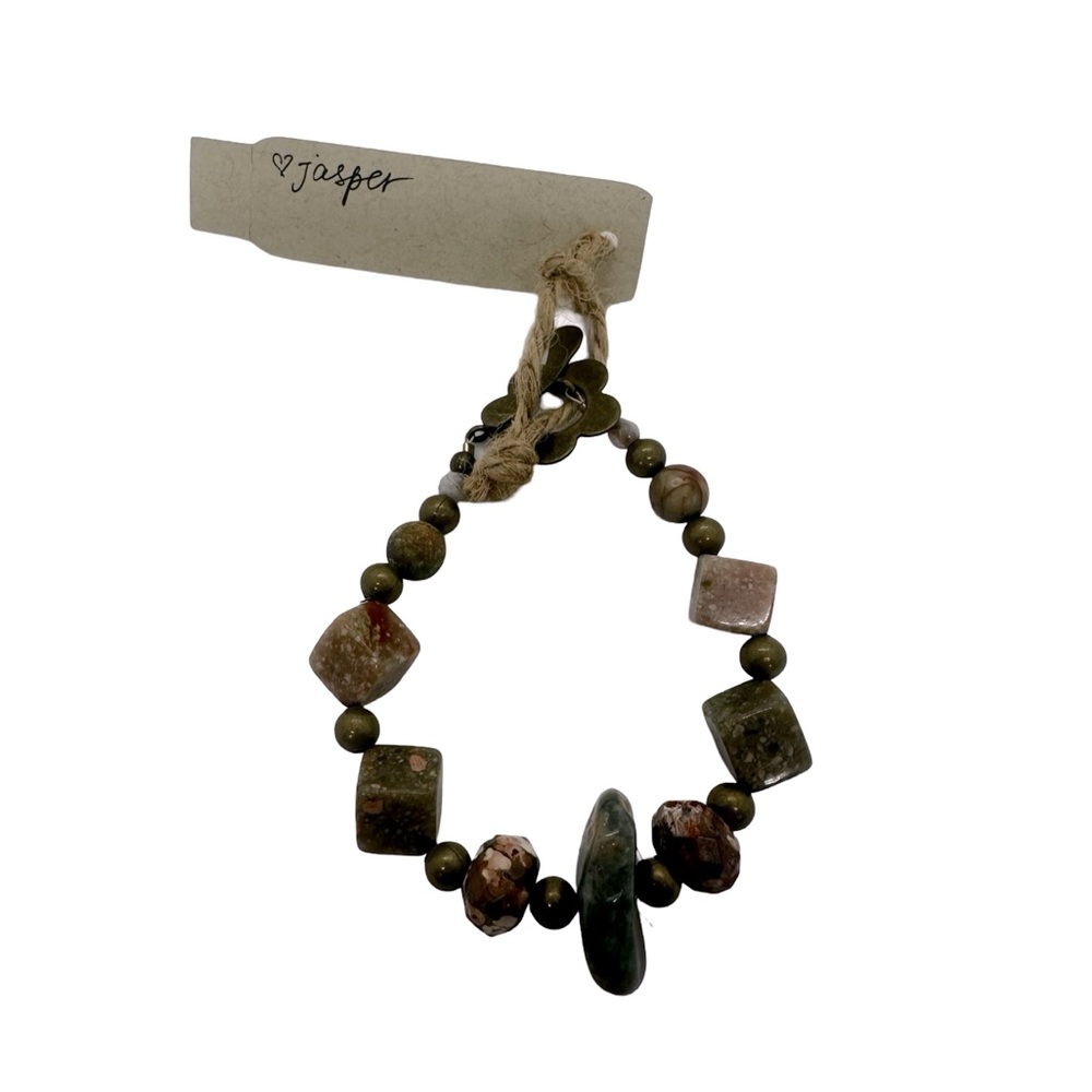 Handmade, one of a kind Chicago designer Jasper bracelet 3 inches across